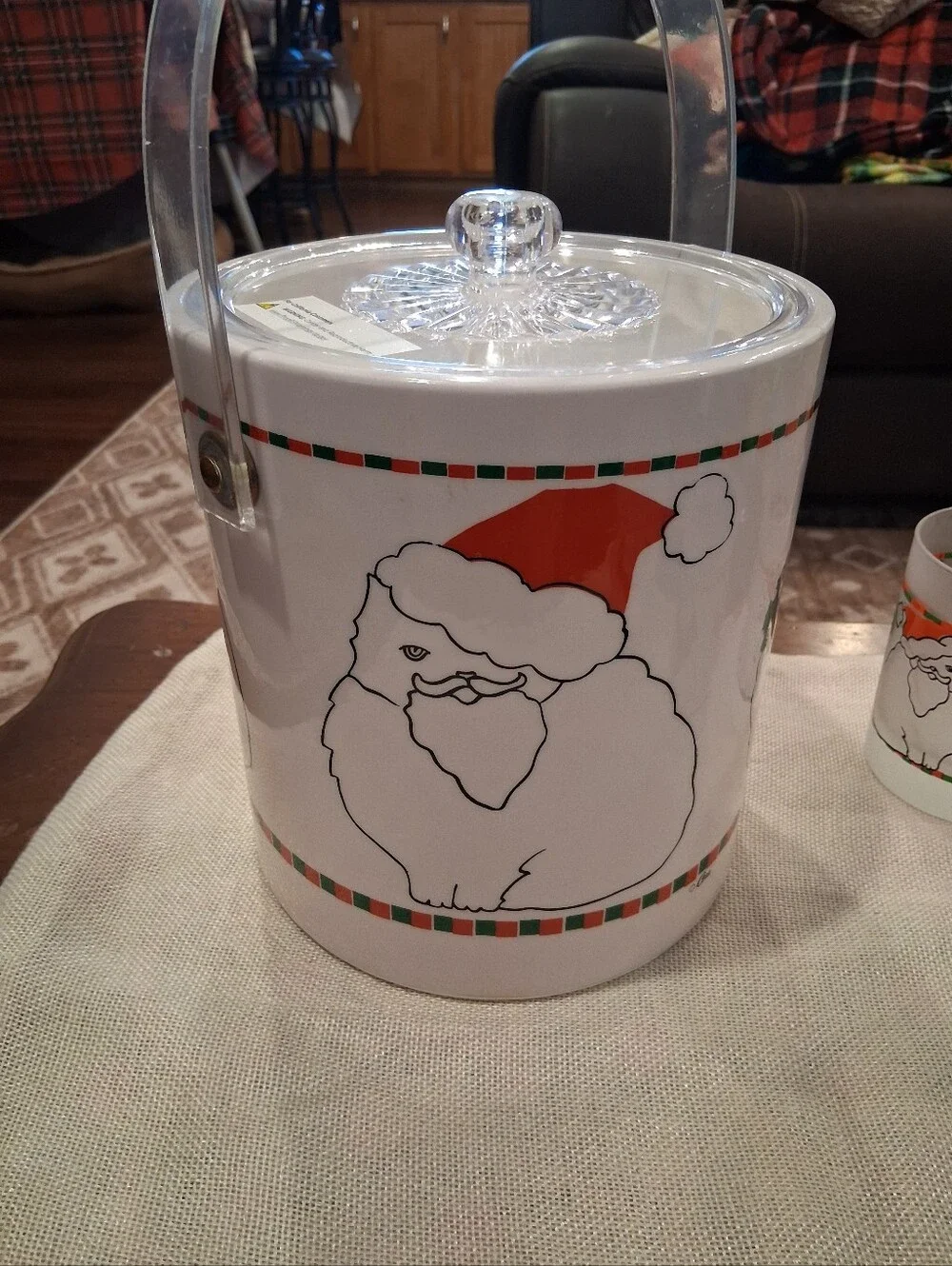 Vintage Holiday Cat Frosted Glass Drink Set